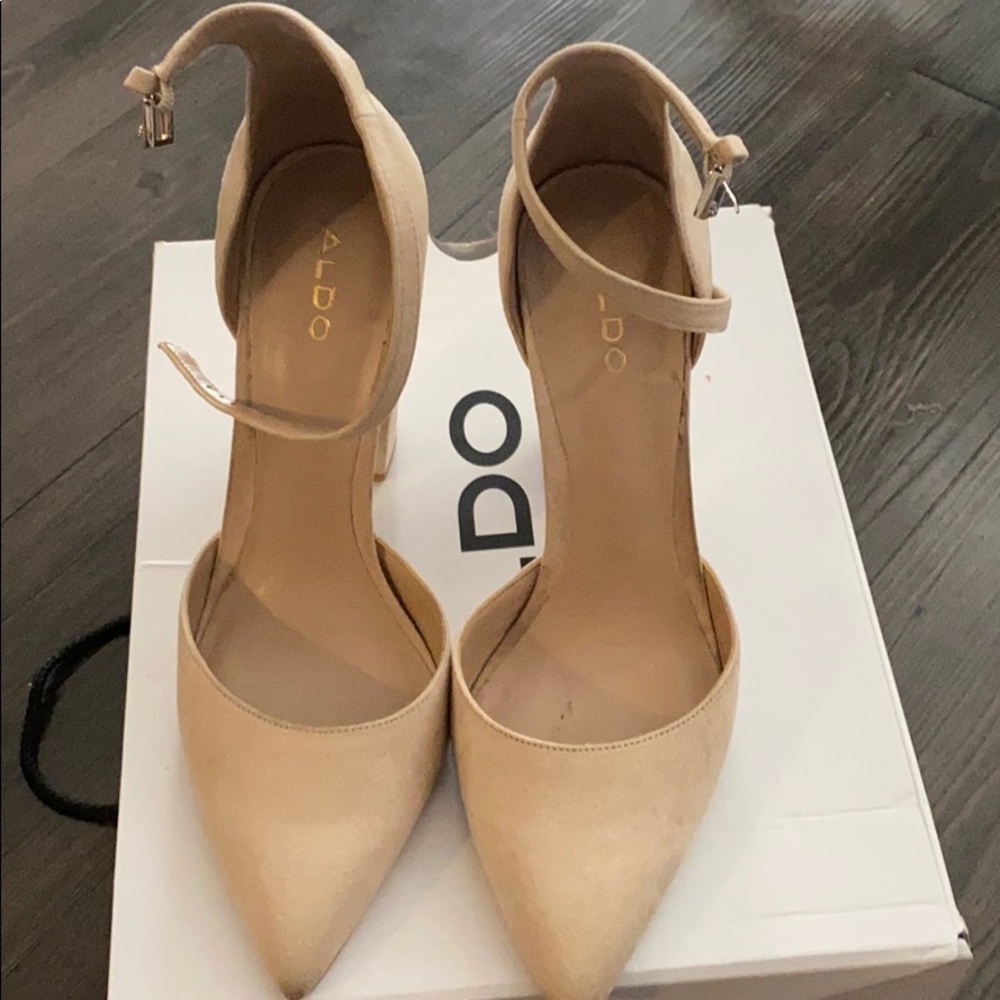 Nude block heels